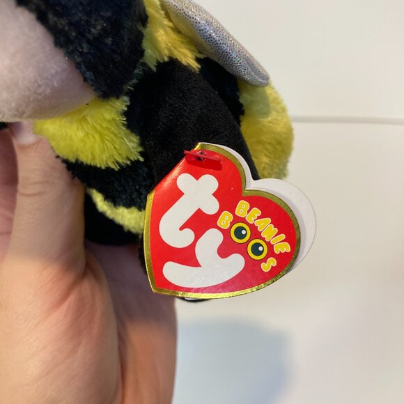 Ty Beanie Boos Buzby Bumble Bee 6" Stuffed Plush Toy 2017 Orange Eyes With Tag - Picture 9 of 11